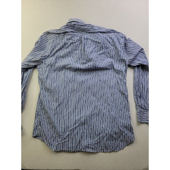 Harmont & Blaine Flip Cuff Men's XL White Blue Stripe Casual Button Dress Shirt - Picture 11 of 11